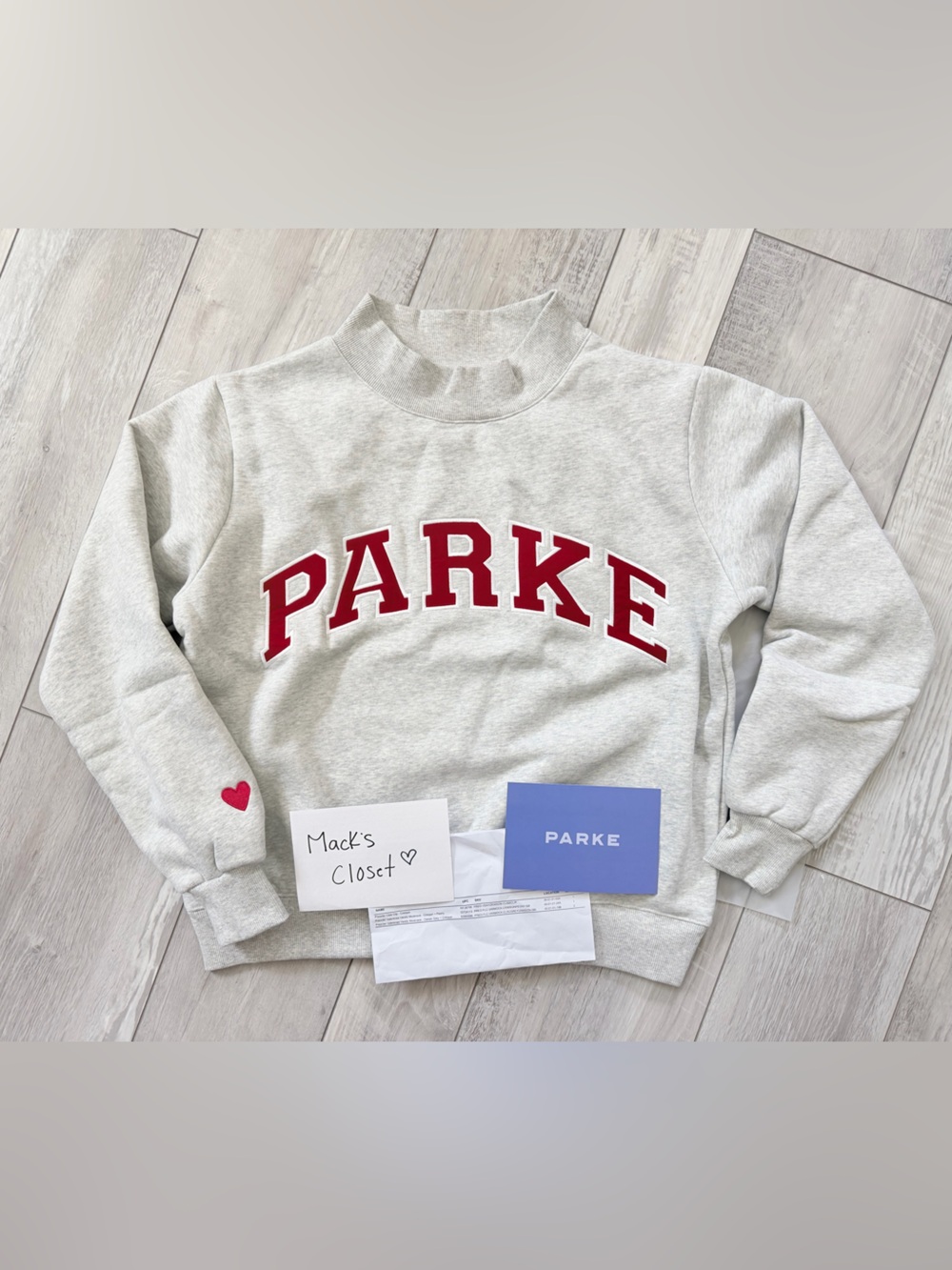 NWT Authentic PARKE Valentine Varsity Fleece Retro Trending Mockneck size s/m - Picture 5 of 15